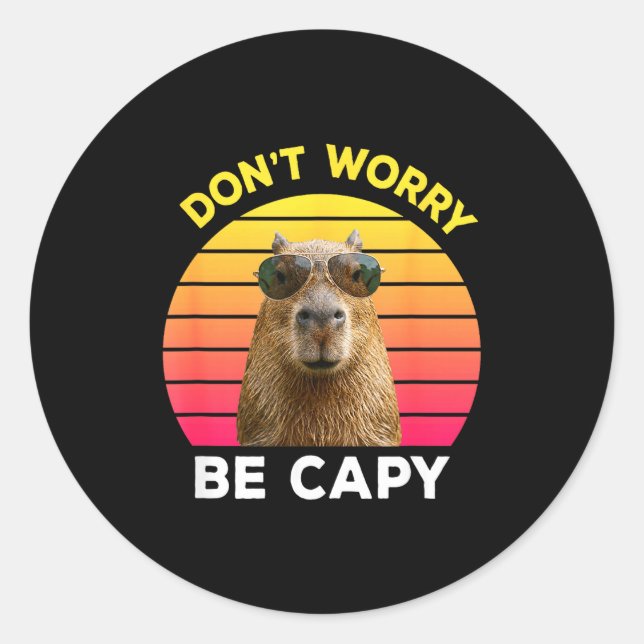 Dont worry be capy funny capybara  classic round sticker (Front)