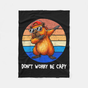 Dont Worry Be Capy Retro Rodent Funny Capybara Men Fleece Blanket