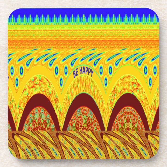 Don't Worry Be Happy Art Print Design Coaster (Front)