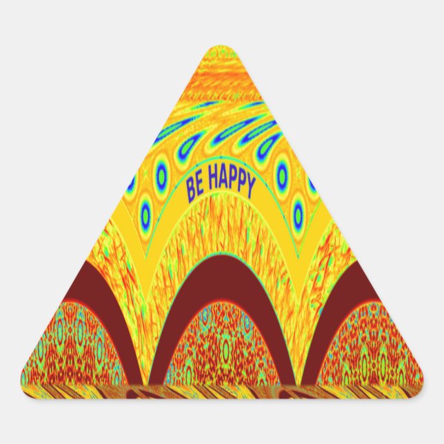 Don't Worry Be Happy Art Print Design Triangle Sticker (Front)