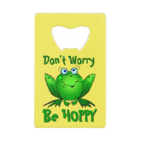 Dont Worry Be Hoppy Cute Green Frog w Blue Eyes
