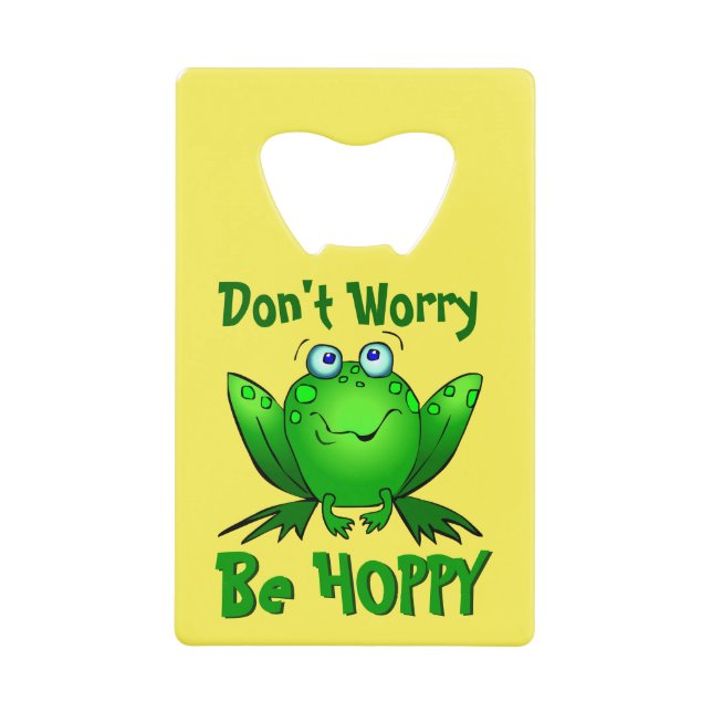 Dont Worry Be Hoppy Cute Green Frog w Blue Eyes (Front)