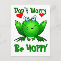 Dont Worry Be Hoppy Cute Green Frog w Hearts
