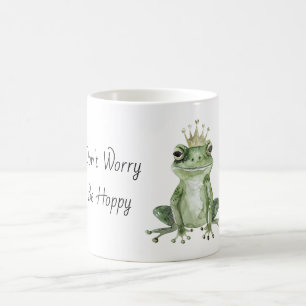 Don't Worry Be Hoppy Green Frog Coffee Mug