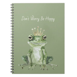 Don't Worry Be Hoppy Green Frog Notebook