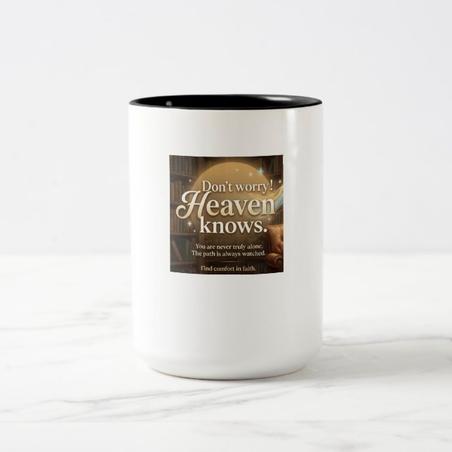 Don't worry! Heaven knows. Two-Tone Coffee Mug (Center)