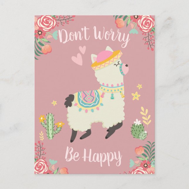 Don't Worry Llama Postcard (Front)