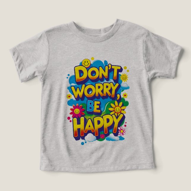 Don't Worry Short Manga T-Shirt, Be Happy (Design Front)
