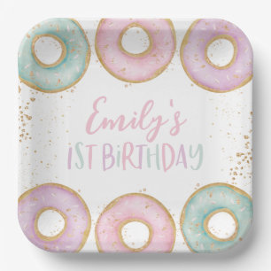 Donut 1st Birthday Personalized Party Paper Plates