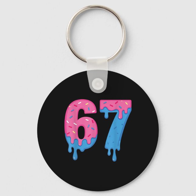 Donut 67 Meme Fun Six Seven Sprinkles Design  Key Ring (Front)