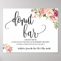 Donut bar party wedding reception pink boho chic