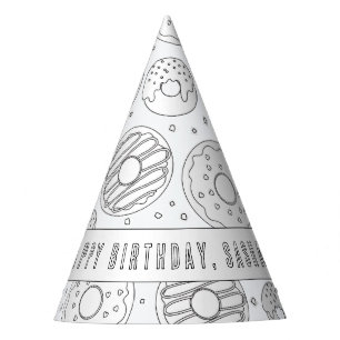 Donut Birthday Party - Color Your Own Party Hat.  Hat