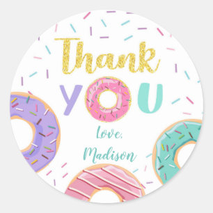 Donut Birthday Party Favor Stickers