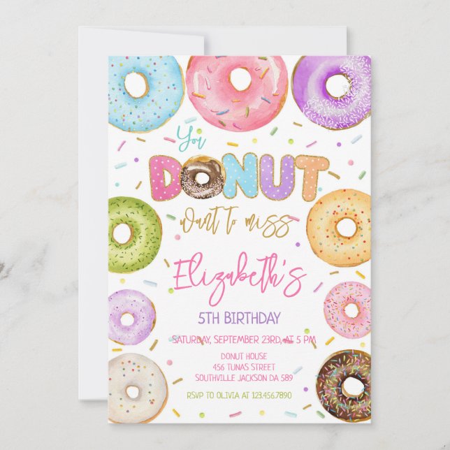 Donut Birthday Party Invitation (Front)
