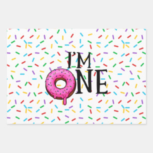 Donut Colorful I'm One 1st Birthday   Wrapping Paper Sheet