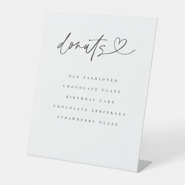 Donut Flavors Dessert Table Wedding Party Sign (Front)