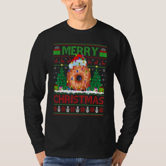 Donut Food   Xmas Tree Ugly Santa Donut Christmas T-Shirt (Front)