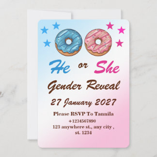 Donut Gender Reveal InvitatIon Card