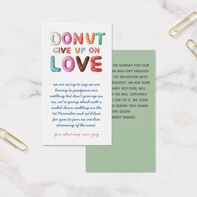 DONUT Give Up On Love Change of Date Plans Cards (Office)