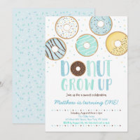DONUT Grow Up Blue Doughnut Boy Birthday