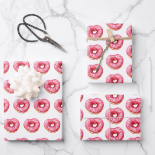 Donut Hearts of Love Wrapping Paper Sheet