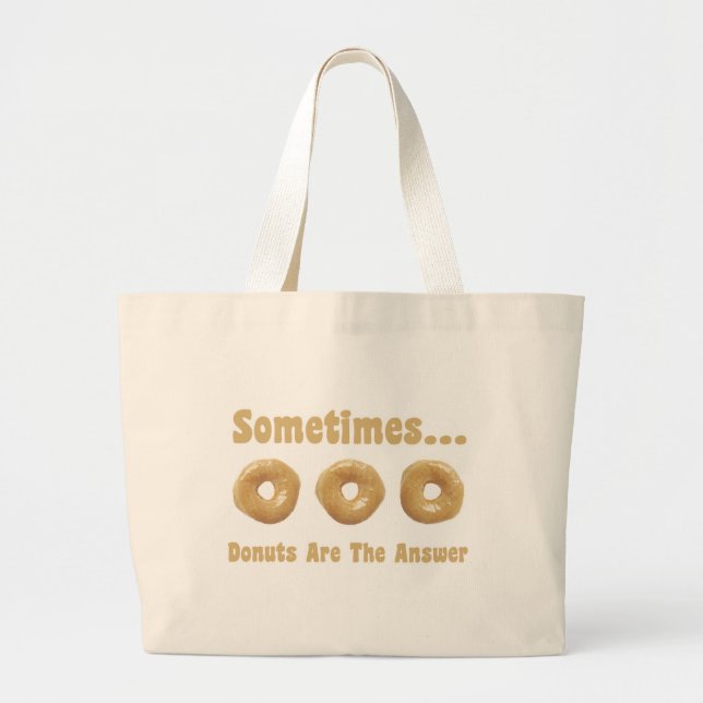 Donut Humor Large Tote Bag (Front)