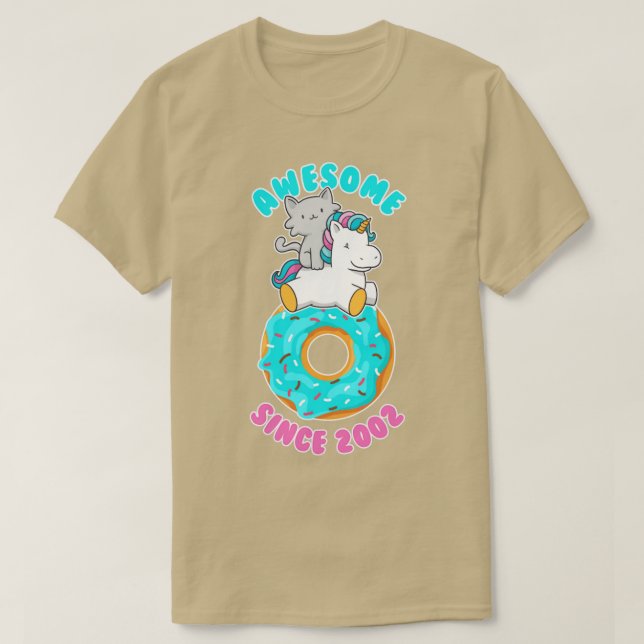 Donut Kitten Unicorn Awesome since 2002 T-Shirt (Design Front)