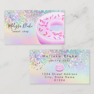 donut logo faux pastel glitter  business card