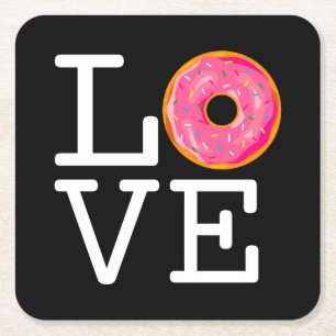 Donut Love Square Paper Coaster