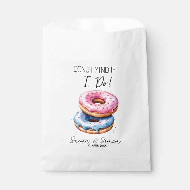 Donut Mind If I Do! Personalized Wedding Donut Favour Bags (Front)