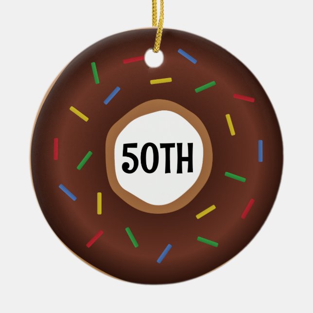 DONUT ORNAMENT 50TH BIRTHDAY OR ANNIVERSARY (Front)