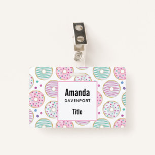 Donut Pattern Cute Colorful ID Badge