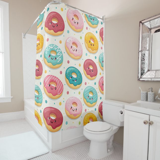 Donut Pattern Shower Curtain (In Situ)