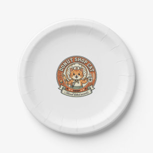 Donut Shop Cat Donut Shop Cat Vintage Vector Art S Paper Plate