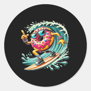 Donut Surfing Surfer Donut Lover Surfboarder Classic Round Sticker