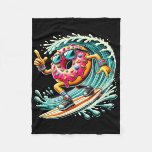 Donut Surfing Surfer Donut Lover Surfboarder  Fleece Blanket