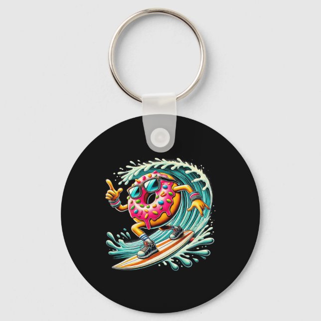 Donut Surfing Surfer Donut Lover Surfboarder  Key Ring (Front)