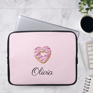 Donut Sweet Girl Sprinkles Personalized Name Laptop Sleeve