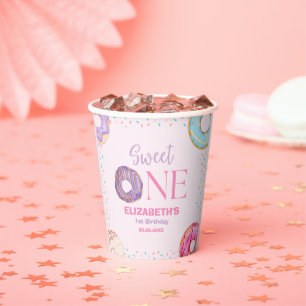 Donut Sweet One Birthday Party Donut Birthday Paper Cups