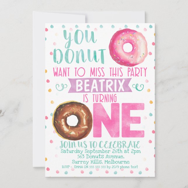 Donut Want To Miss This 1st Birthday Invitation (Front)