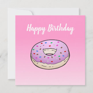 Donut with pink icing and sprinkles card
