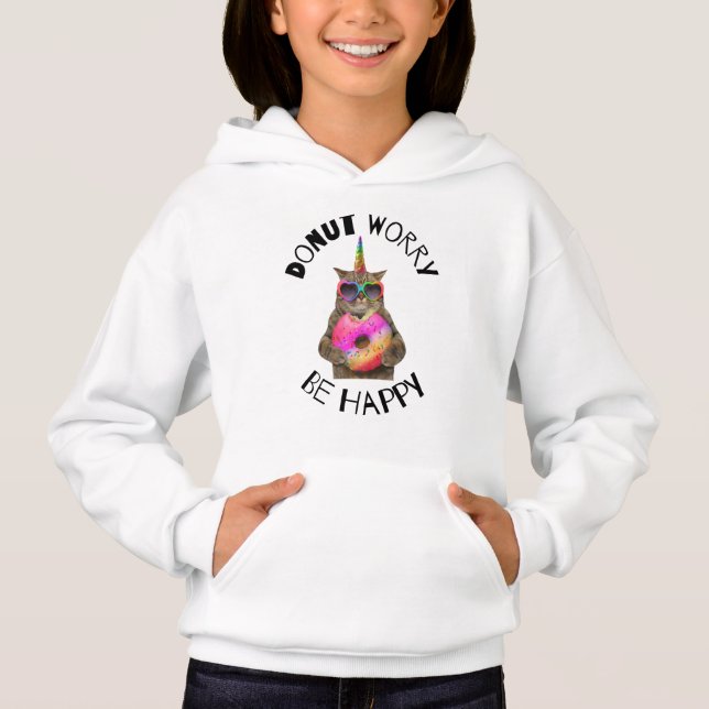Donut Worry Be Happy Donut Lover Hoodie (Front)