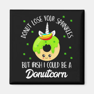 Donutcorn Funny Cute Donut Unicorn Irish St Patric Magnet