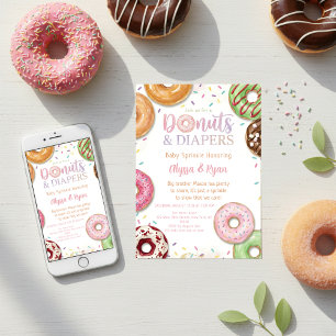 Donuts and Diapers Baby Shower Sprinkle Pastel Invitation