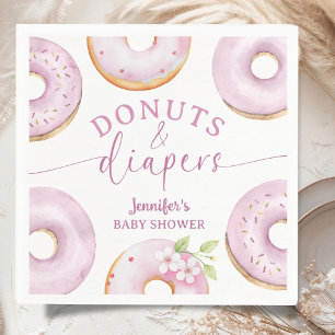 Donuts Baby Shower Girl Pink Brunch Paper Napkin