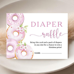 Donuts Baby Shower Girl Pink Diaper Raffle Enclosure Card