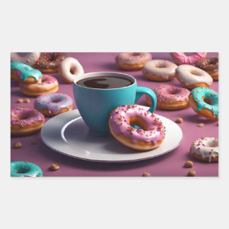 Donuts & Coffee Rectangular Sticker