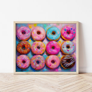 Donuts Colorful Modern Abstract Art Poster