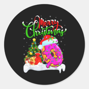 Donuts Food Lover Xmas Decorations Santa Donuts Ch Classic Round Sticker