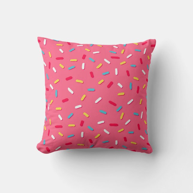Donut's glaze seamless pattern, pink background, t cushion (Front)